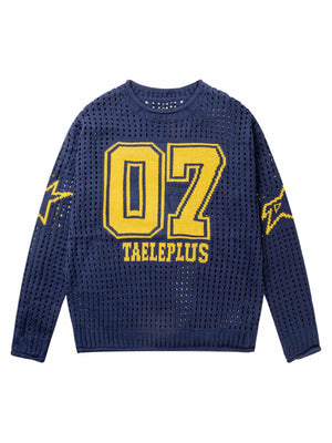 Sneakerhill Openwork Jacquard Knit Sweater