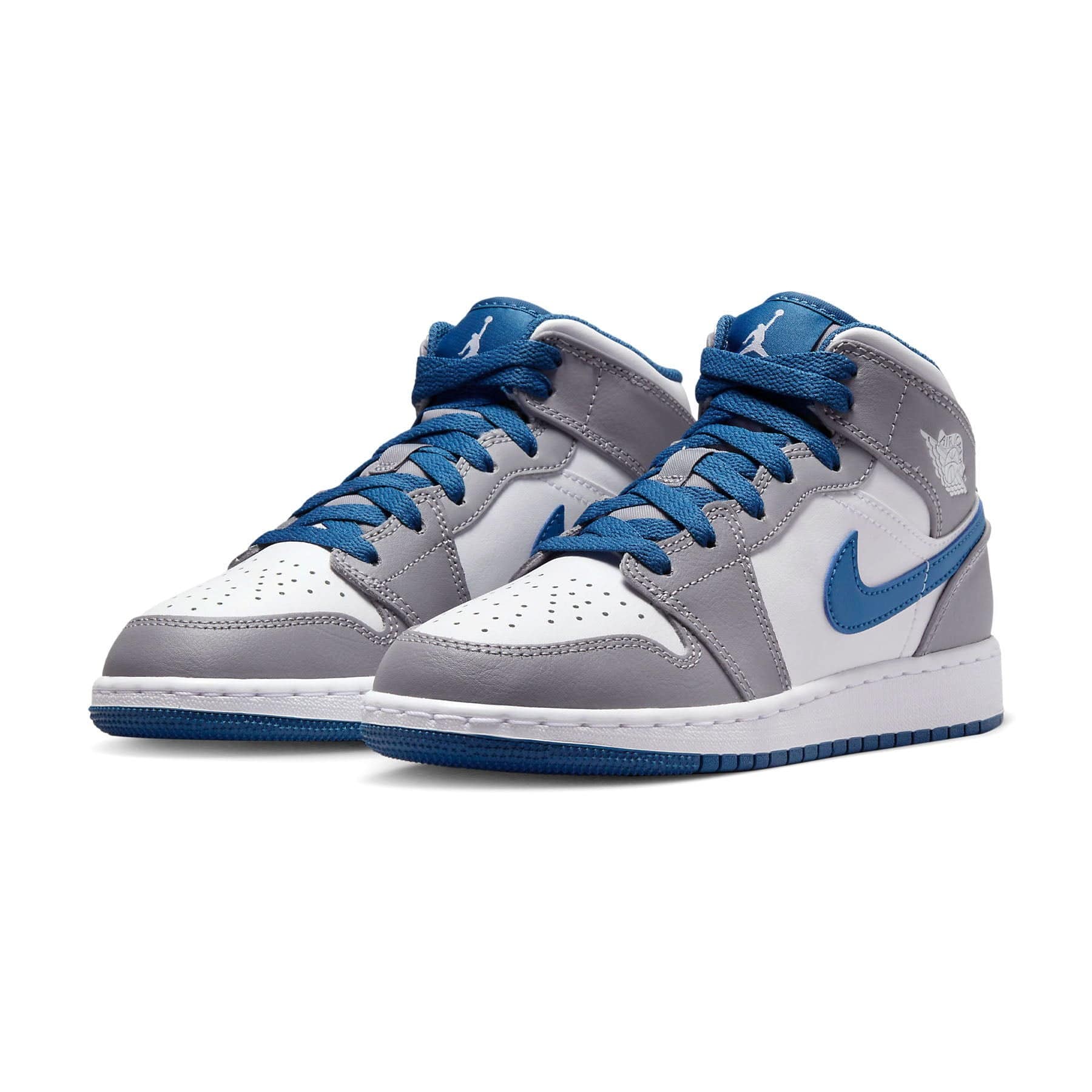 Air Jordan 1 Mid GS 'Cement True Blue' - sneakerhypesusa