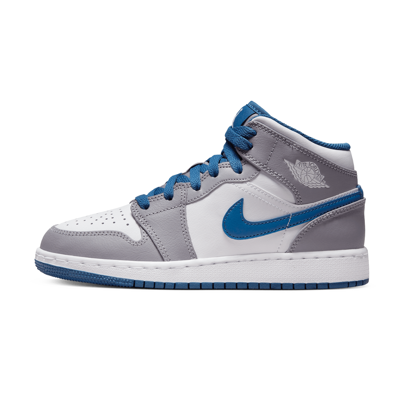 Air Jordan 1 Mid GS 'Cement True Blue' - sneakerhypesusa