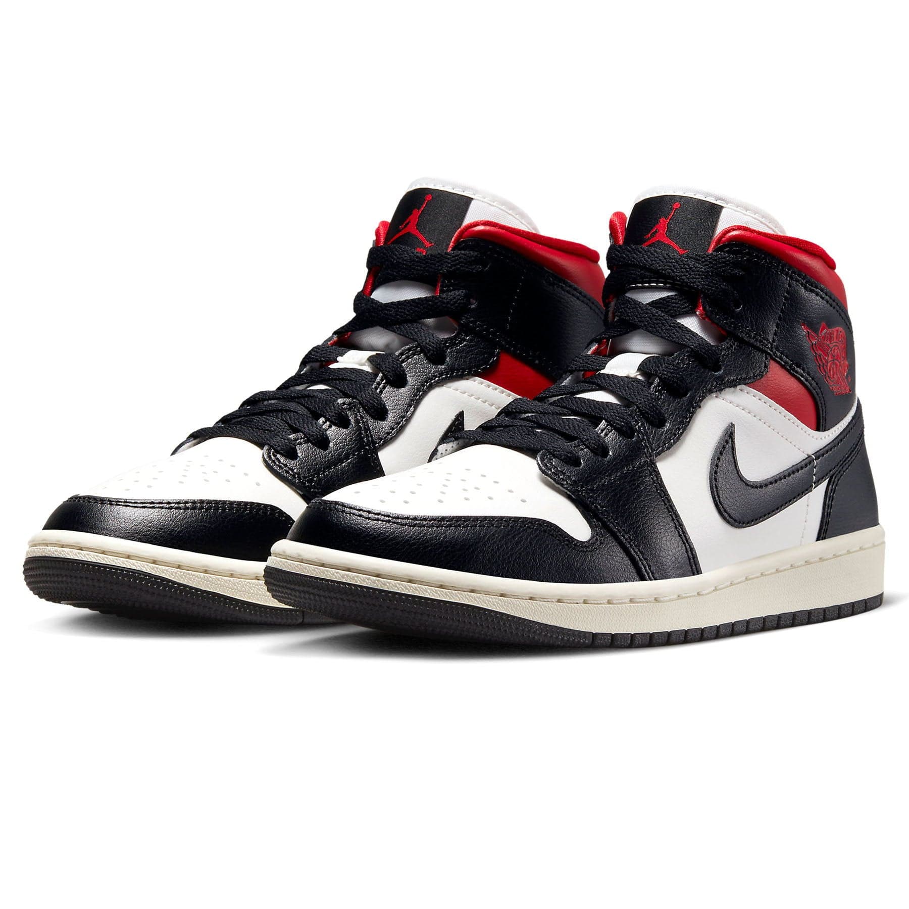 Air Jordan 1 Mid Wmns 'Black Sail Gym Red' - sneakerhypesusa