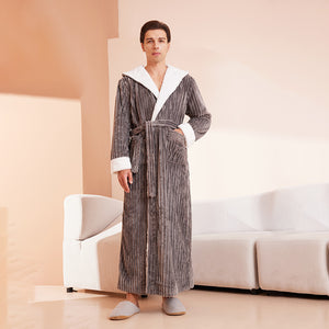 Couple's sleeping robe European size extra long plus fat hooded men's and women's bathrobe eprolo