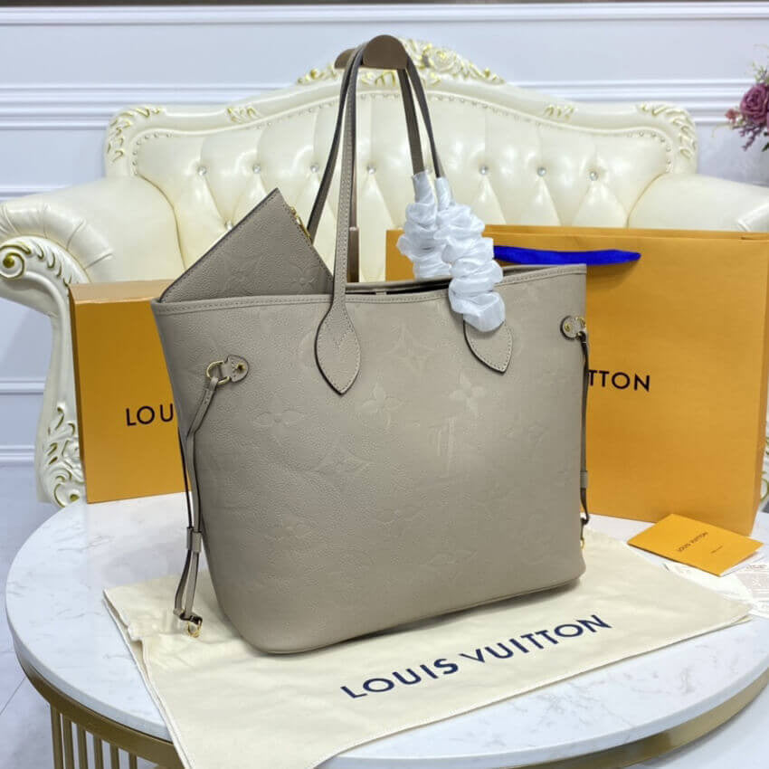 Sneakerhill Beige Leather Neverfull Bag - LUV 590