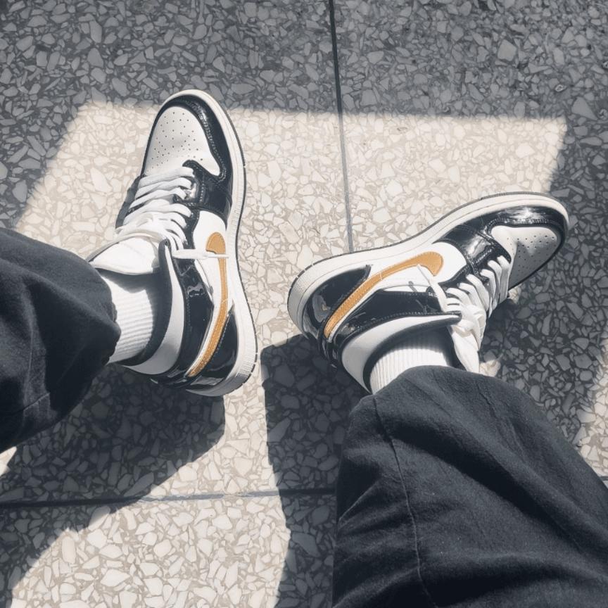 Custom Air Jordan 1 Black Gold Sneakers - sneakerhypesusa