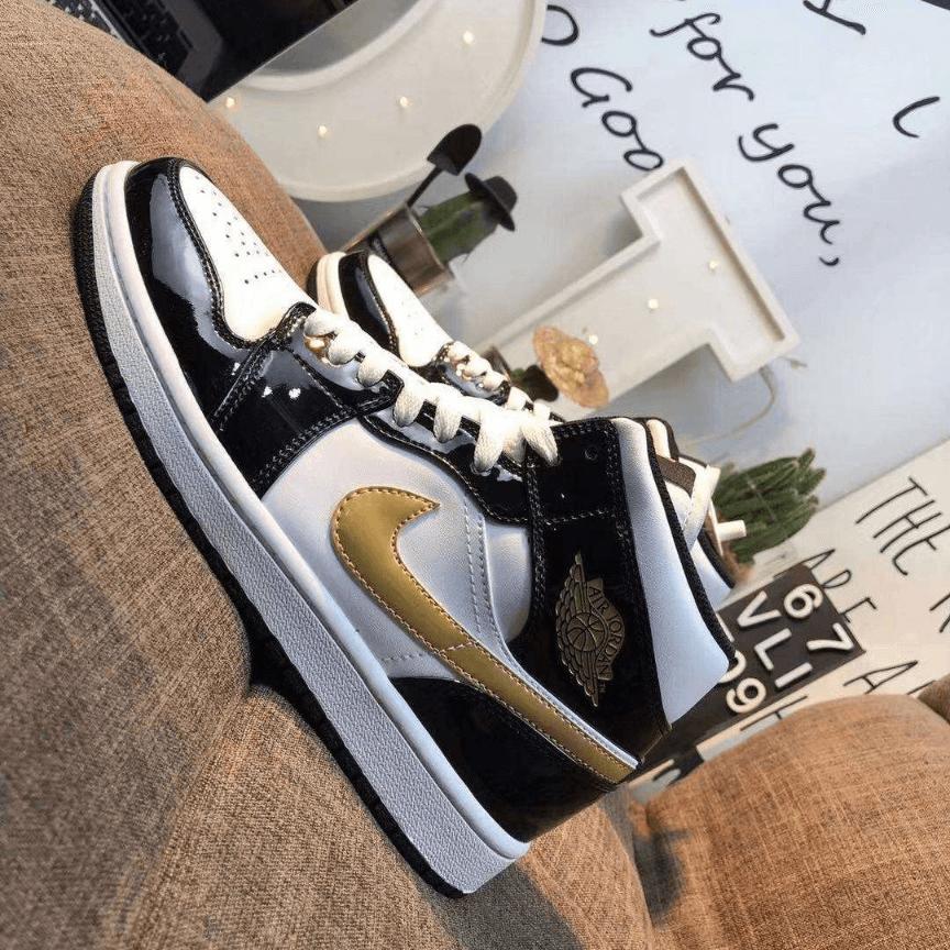 Custom Air Jordan 1 Black Gold Sneakers - sneakerhypesusa