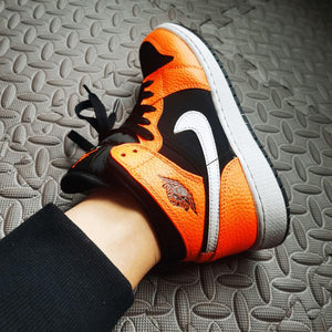 Custom Air Jordan 1 Black Orange Sneakers - sneakerhypesusa