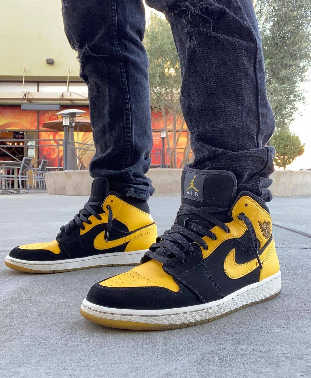 Custom Air Jordan 1 Black Yellow Sneakers - sneakerhypesusa