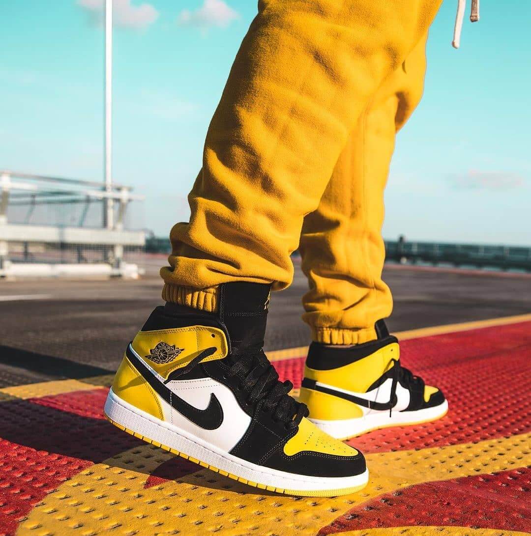 Custom Air Jordan 1 Black Yellow Sneakers - sneakerhypesusa