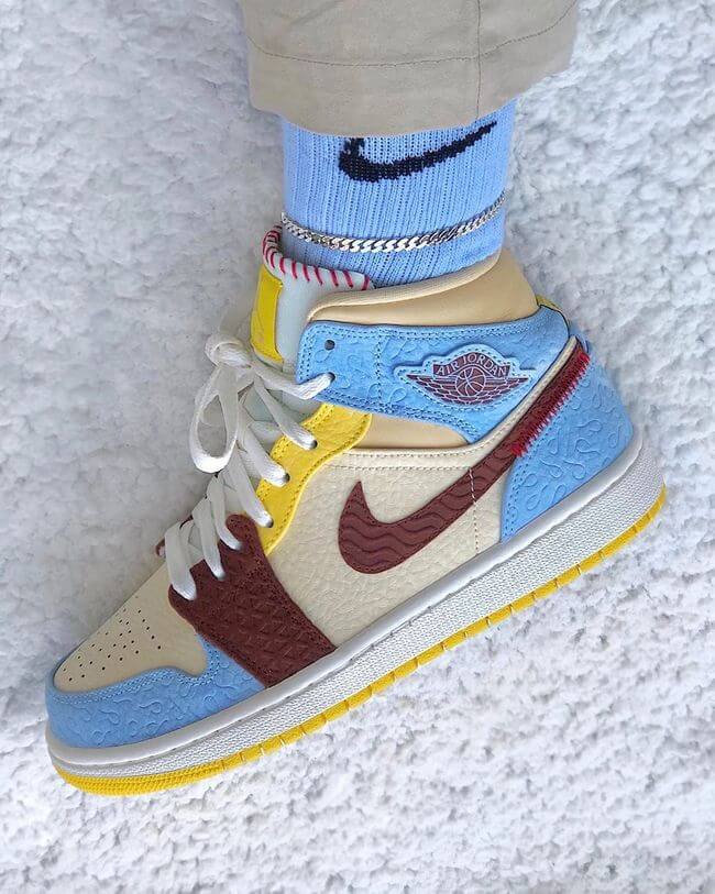 Custom Air Jordan 1 Chateau Blue Yellow Sneakers - sneakerhypesusa