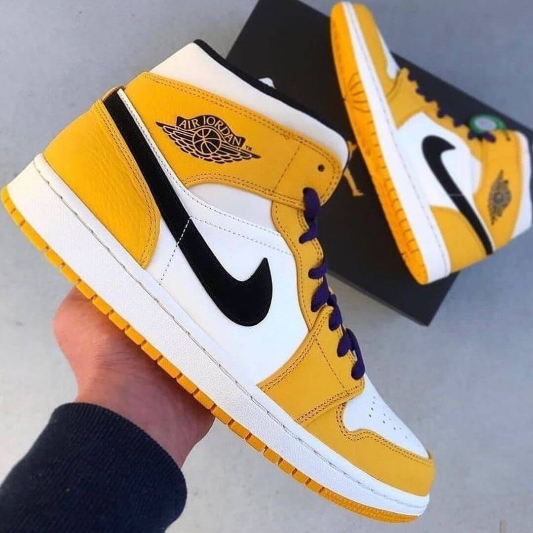 Custom Air Jordan 1 Lakers Sneakers - sneakerhypesusa