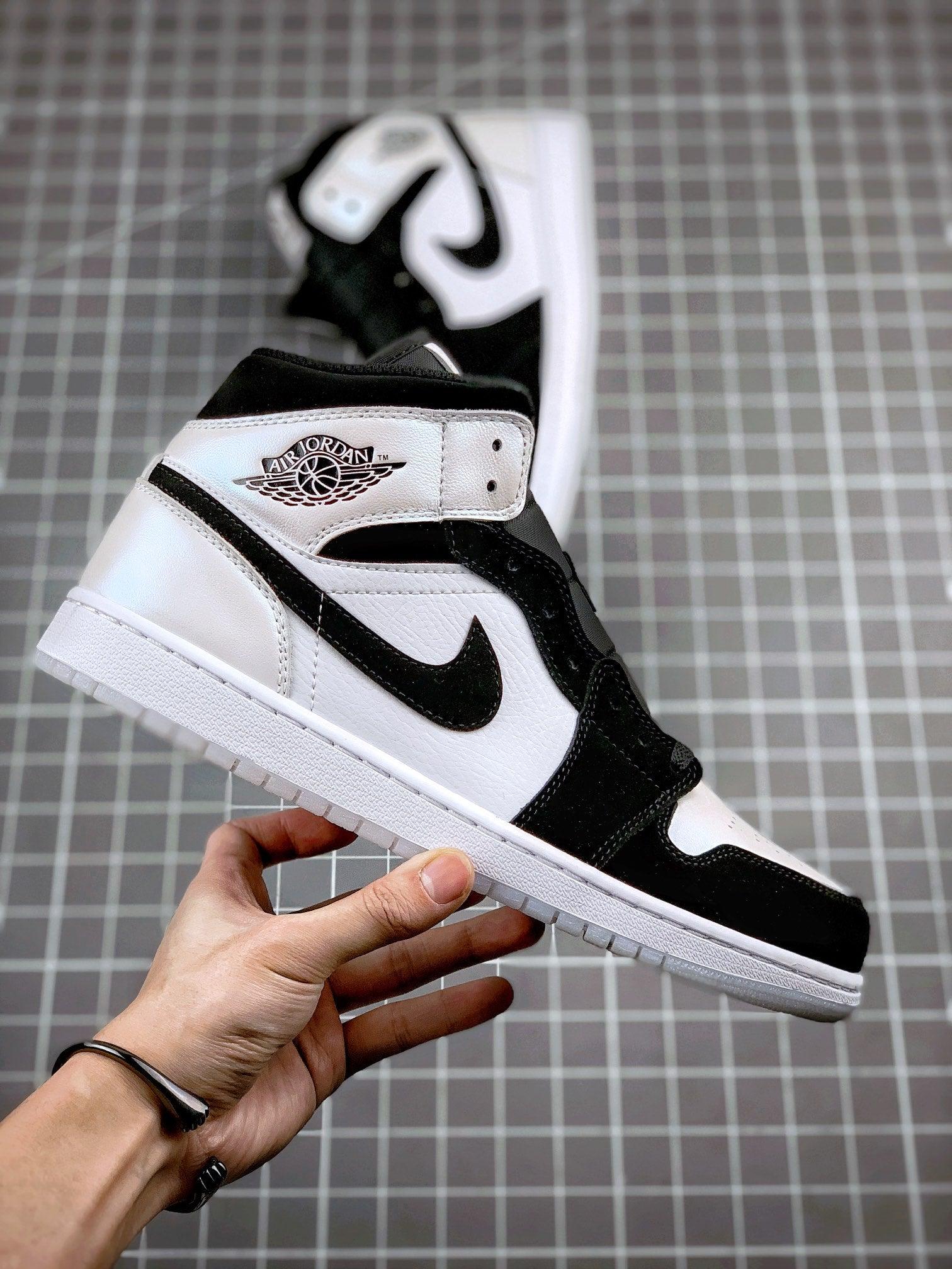 Custom Air Jordan 1 MID Black and White Panda sneakerlandnet