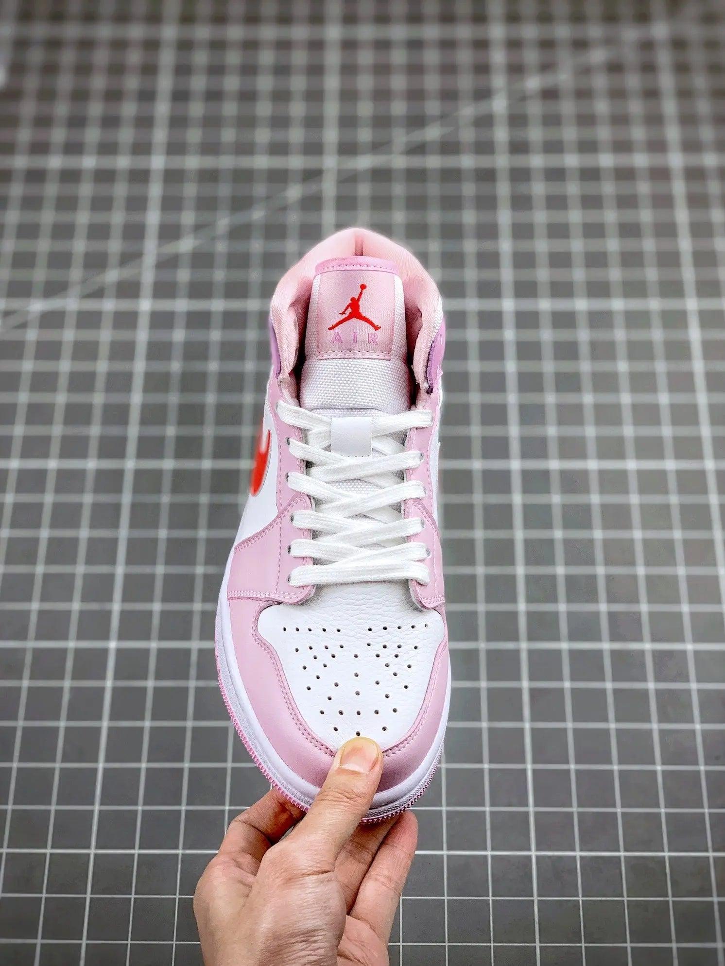 Custom Air Jordan 1 MID Pink Purple Valentine's Day - sneakerhillcom