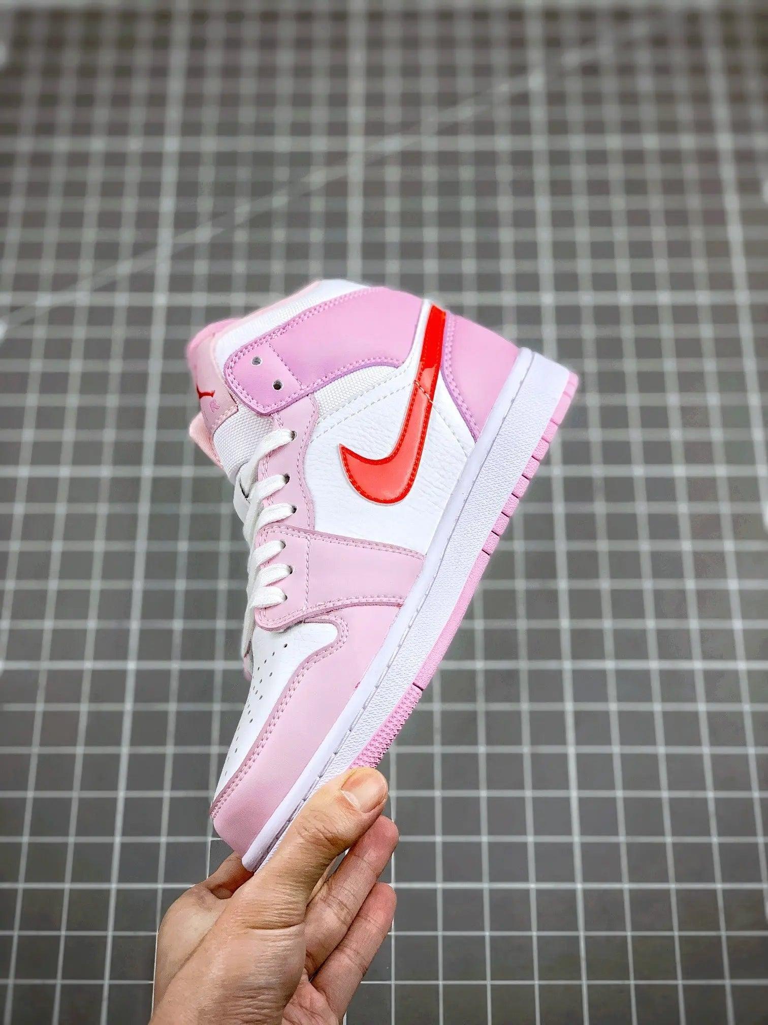 Custom Air Jordan 1 MID Pink Purple Valentine's Day - sneakerhillcom
