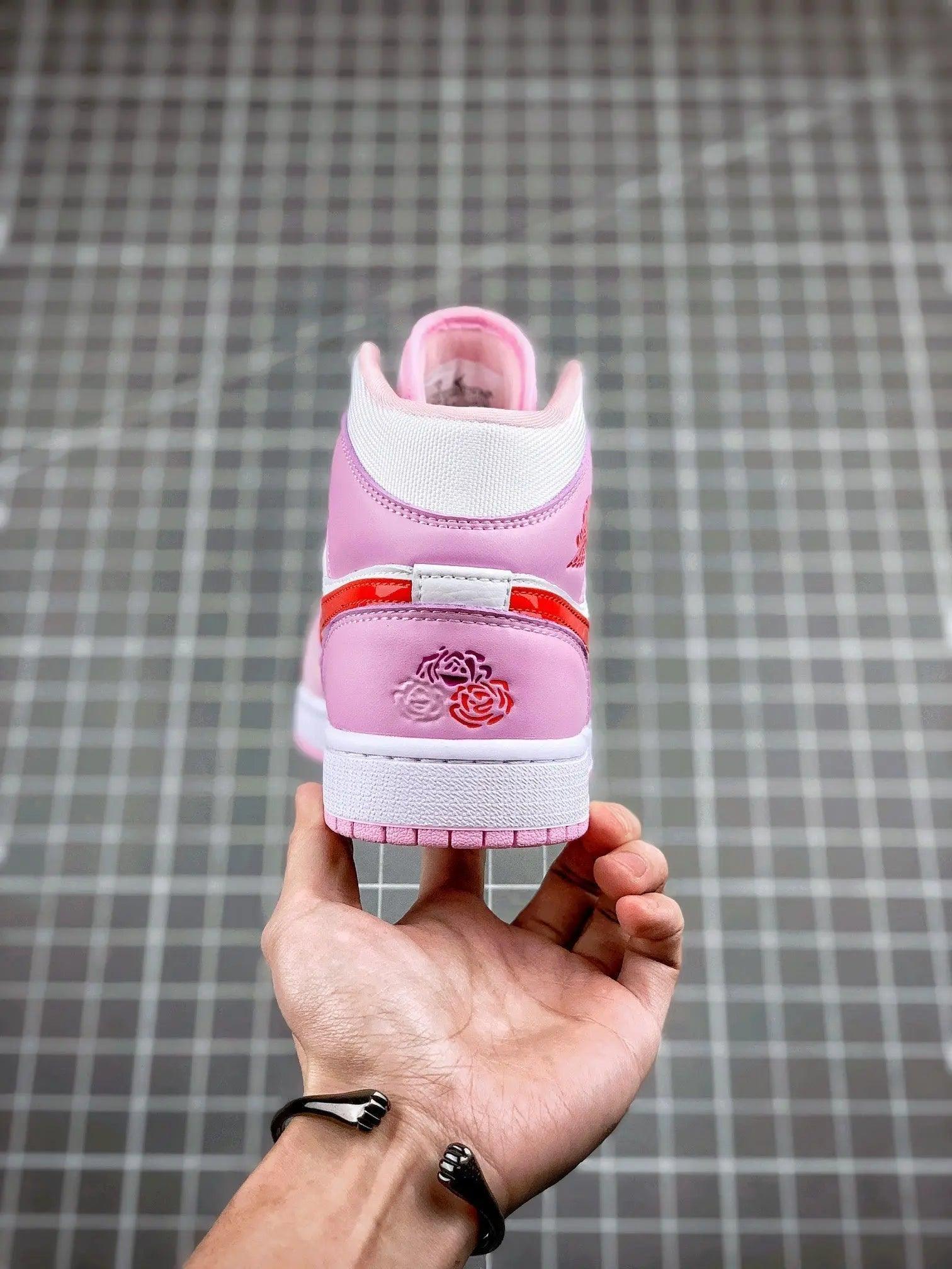 Custom Air Jordan 1 MID Pink Purple Valentine's Day - sneakerhillcom