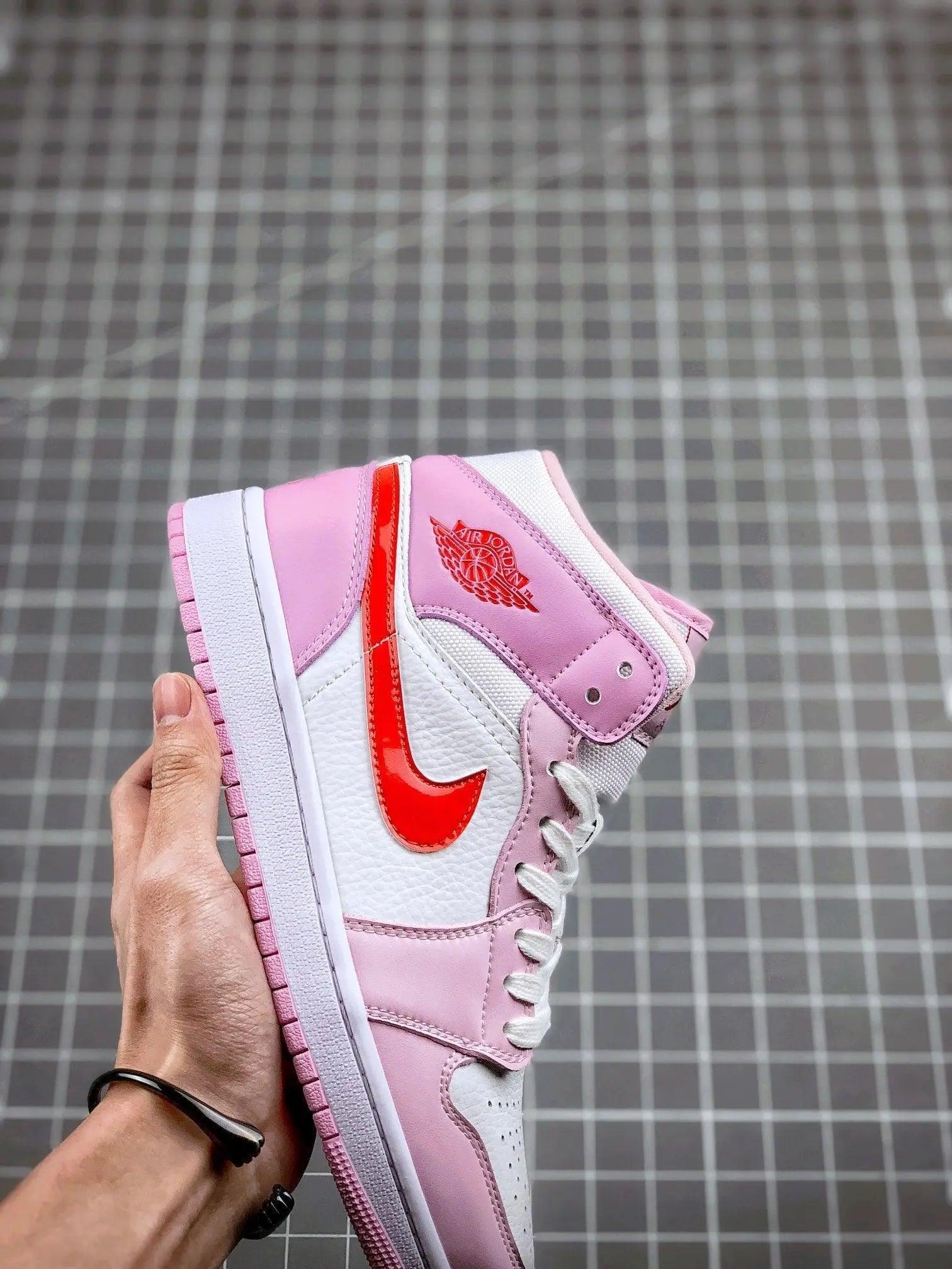 Custom Air Jordan 1 MID Pink Purple Valentine's Day - sneakerhillcom