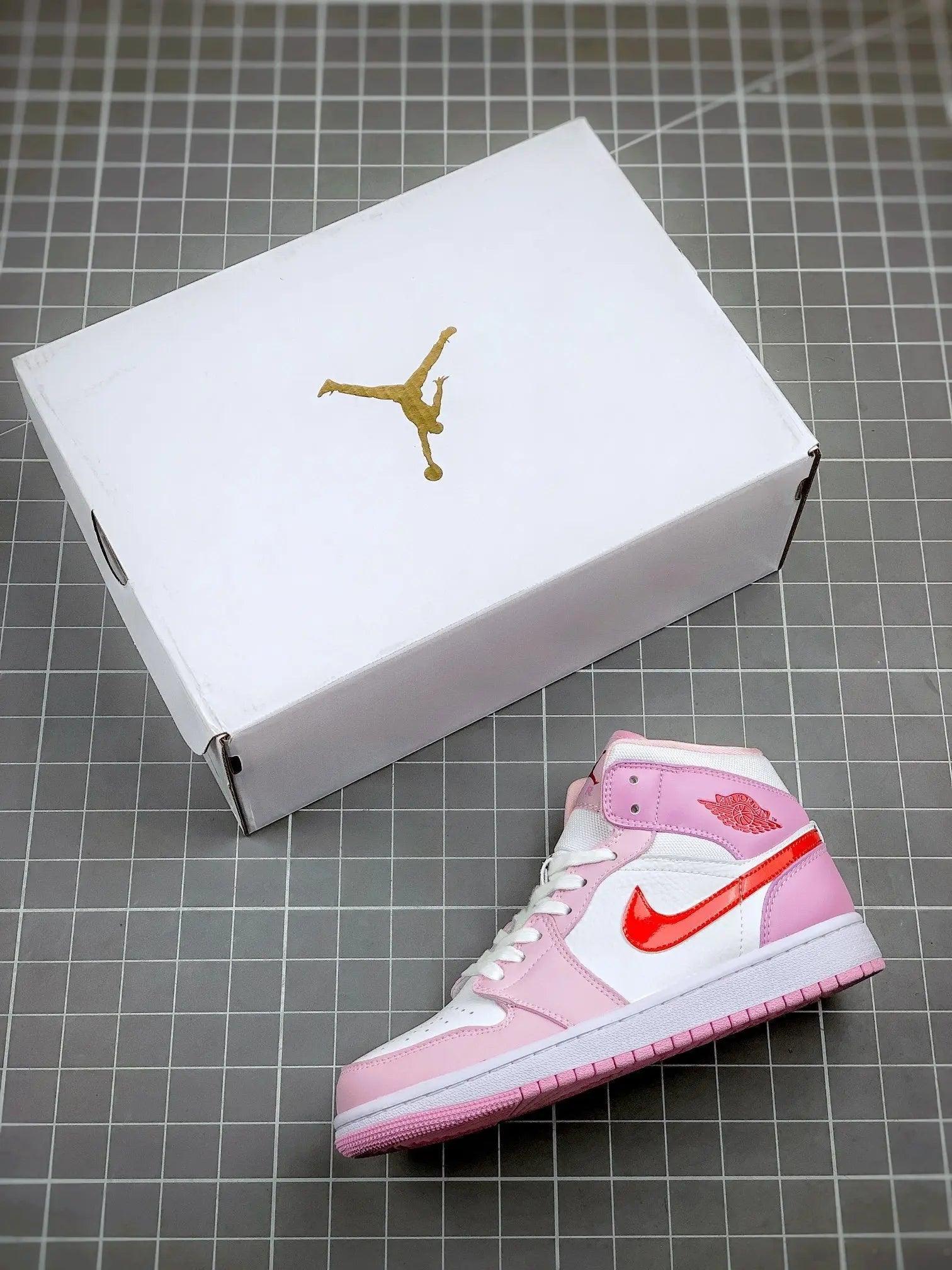 Custom Air Jordan 1 MID Pink Purple Valentine's Day - sneakerhillcom