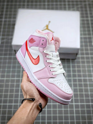 Custom Air Jordan 1 MID Pink Purple Valentine's Day - sneakerhillcom