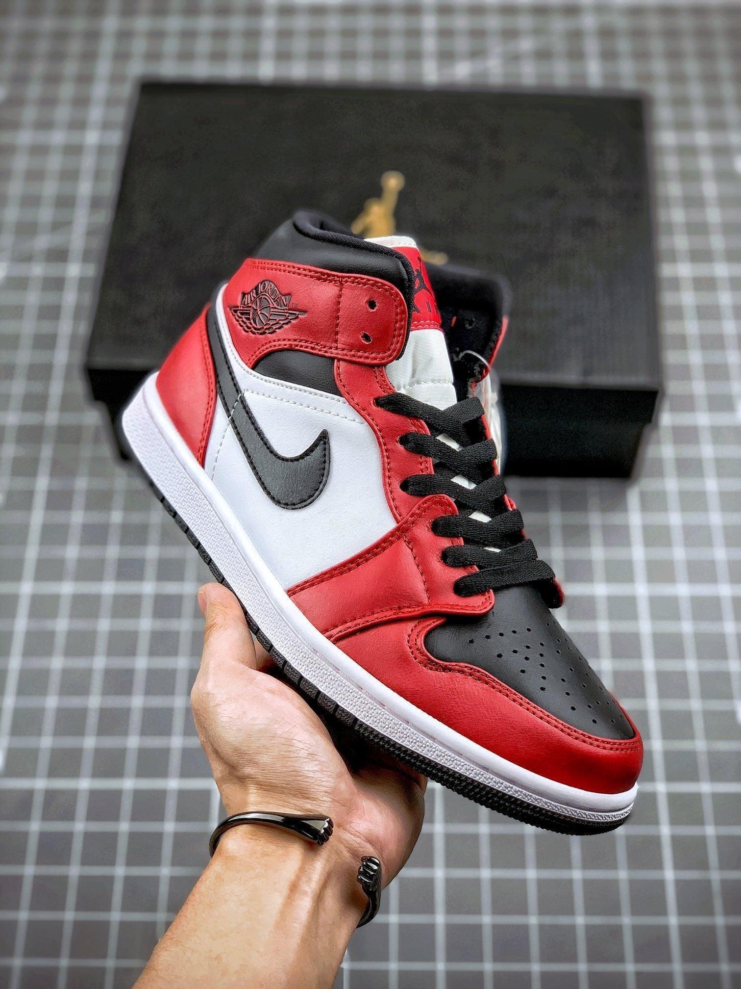 Custom Air Jordan 1 Mid “Gym Red” 554724-069 - sneakerhillcom