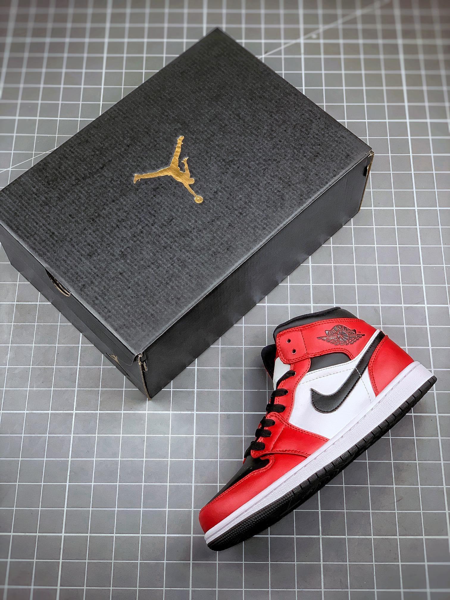 Custom Air Jordan 1 Mid “Gym Red” 554724-069 - sneakerhillcom