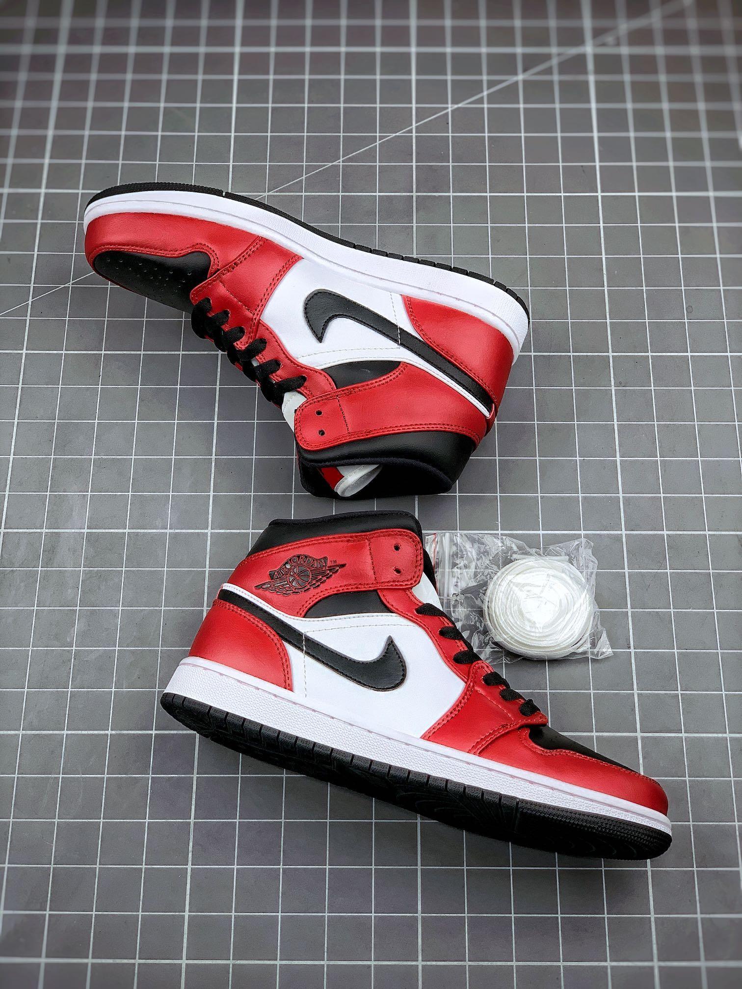 Custom Air Jordan 1 Mid “Gym Red” 554724-069 - sneakerhillcom