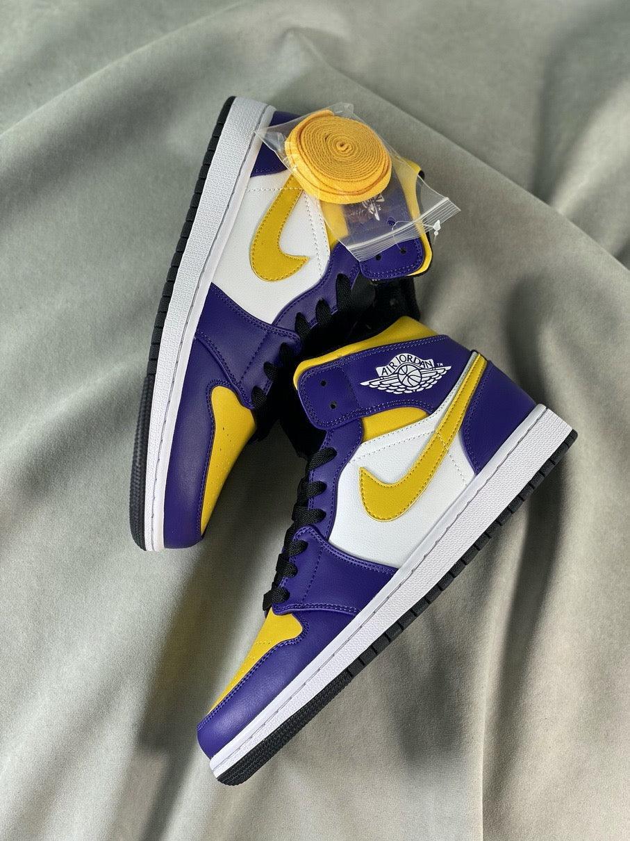 Custom Air Jordan 1 Mid 'Lakers' DQ8426-517 sneakerlandnet