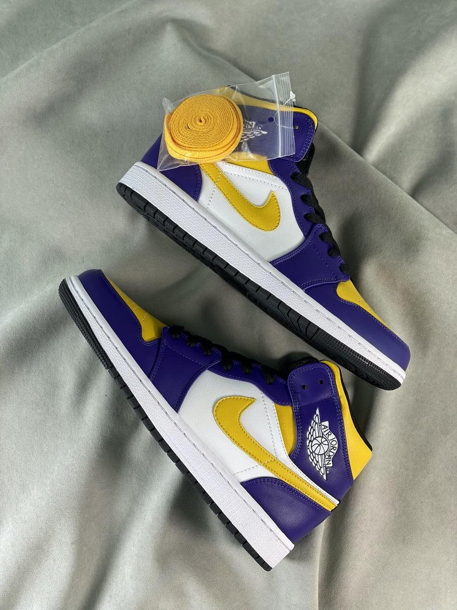 Custom Air Jordan 1 Mid 'Lakers' DQ8426-517 sneakerlandnet