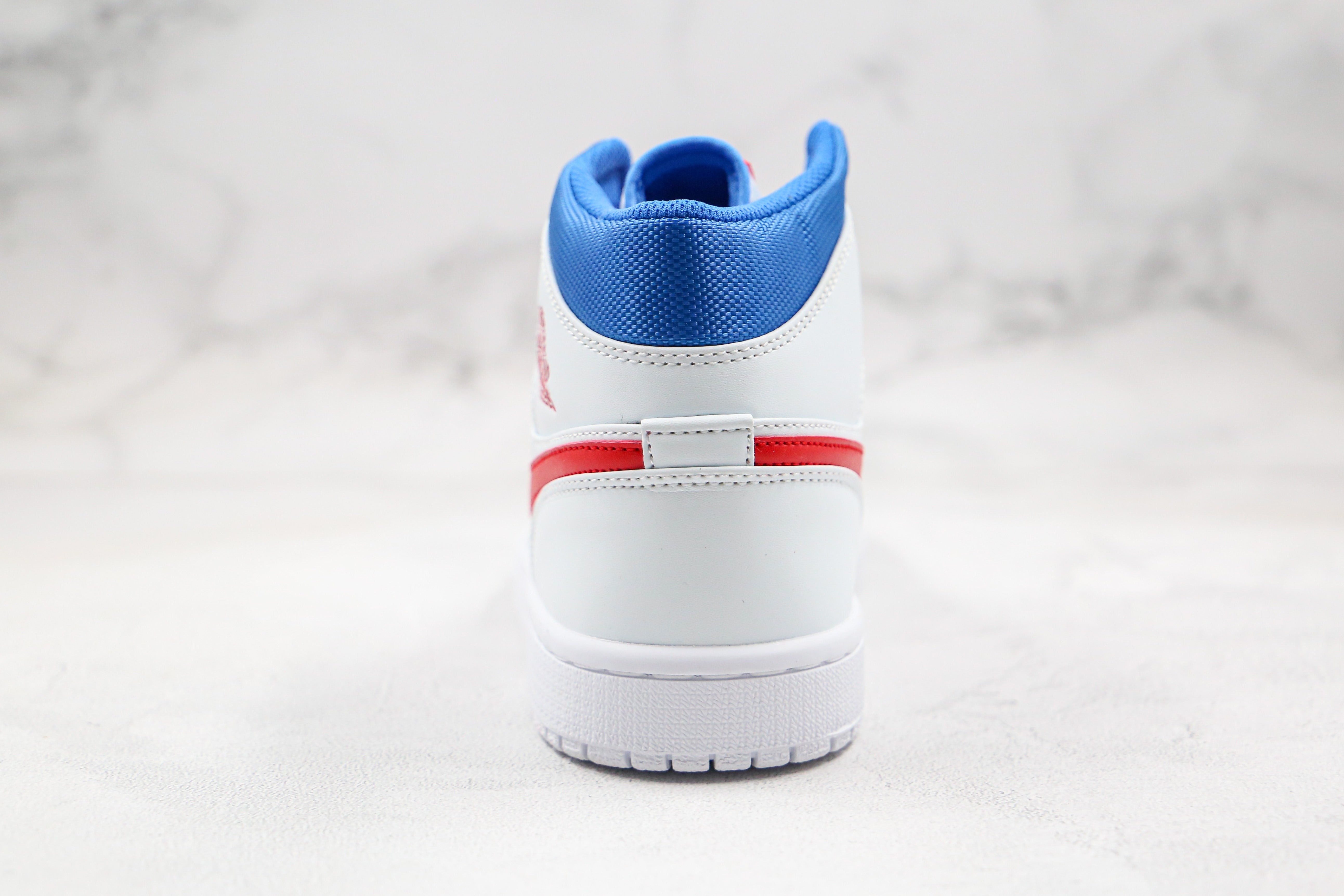 Custom Air Jordan 1 Mid White Blue Red BQ6472-164 - sneakerhypesusa