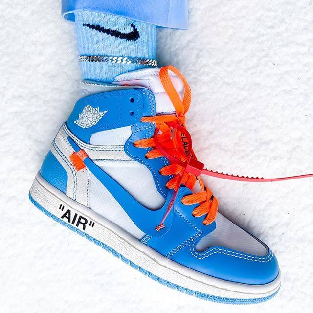 Custom Air Jordan 1 OFF-White Blue Sneakers - sneakerhypesusa