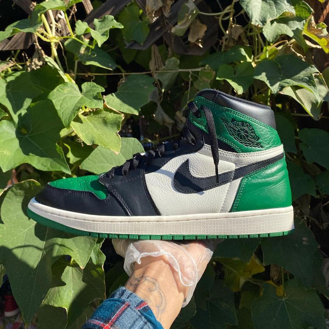 Custom Air Jordan 1 Pine Green Sneakers - sneakerhypesusa