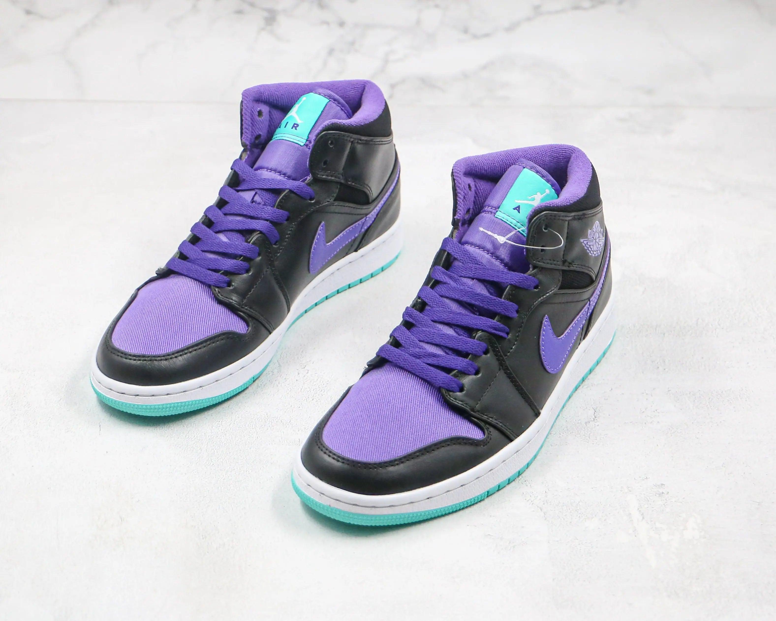 Custom Air Jordan 1 Purple Mid High Q ( Customs And Box ), Jordan 1 Sneakers Active luxurysteps