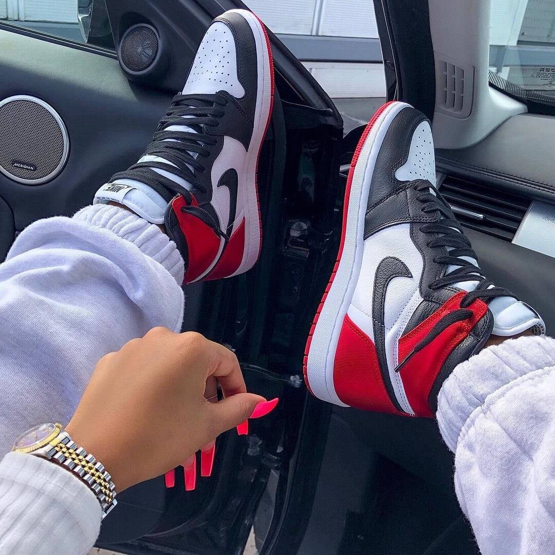 Custom Air Jordan 1 Satin Black Toe Sneakers - sneakerhypesusa