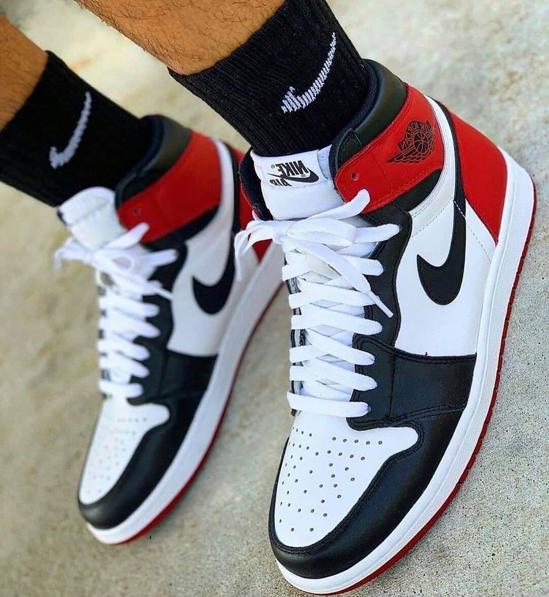 Custom Air Jordan 1 Satin Black Toe Sneakers - sneakerhypesusa