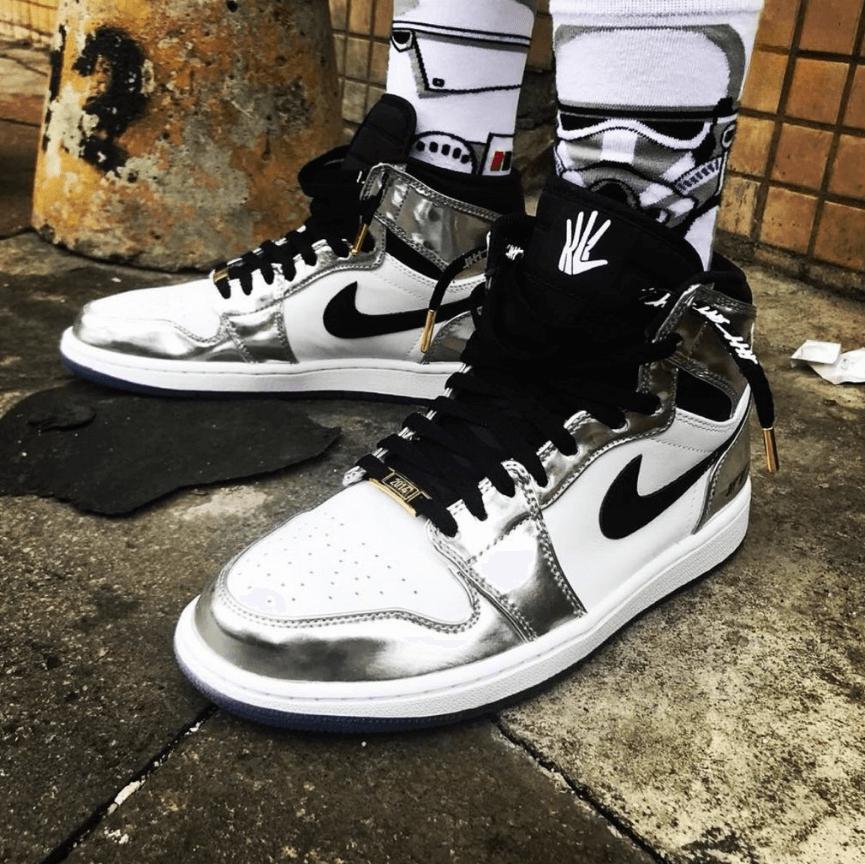 Custom Air Jordan 1 Silver Sneakers - sneakerhypesusa