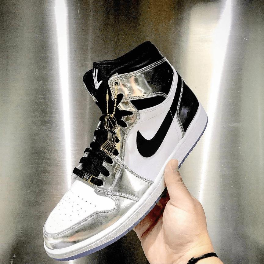 Custom Air Jordan 1 Silver Sneakers - sneakerhypesusa