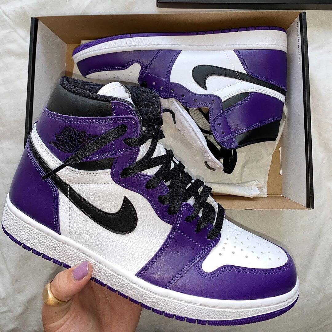 Custom Air Jordan 1 White Toe Court Purple Sneakers - sneakerhypesusa