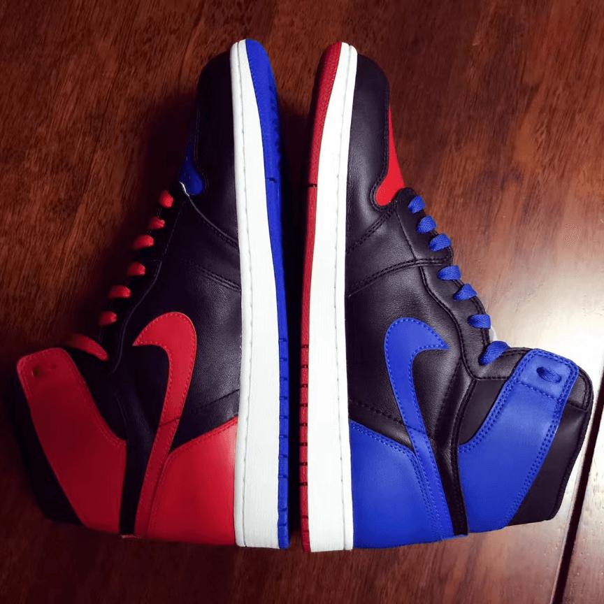 Custom Air Jordan 1 Yin Yang Blue Red Sneakers - sneakerhypesusa