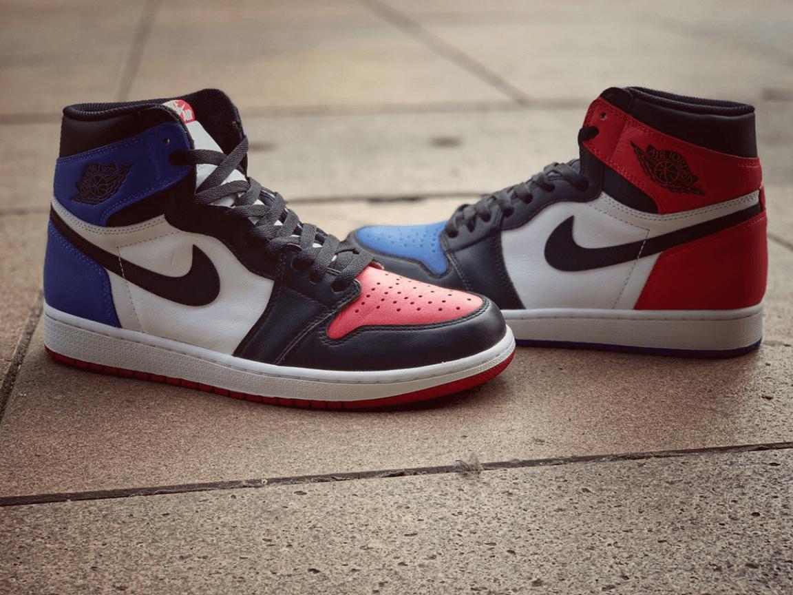 Custom Air Jordan 1 Yin Yang Blue Red Sneakers - sneakerhypesusa