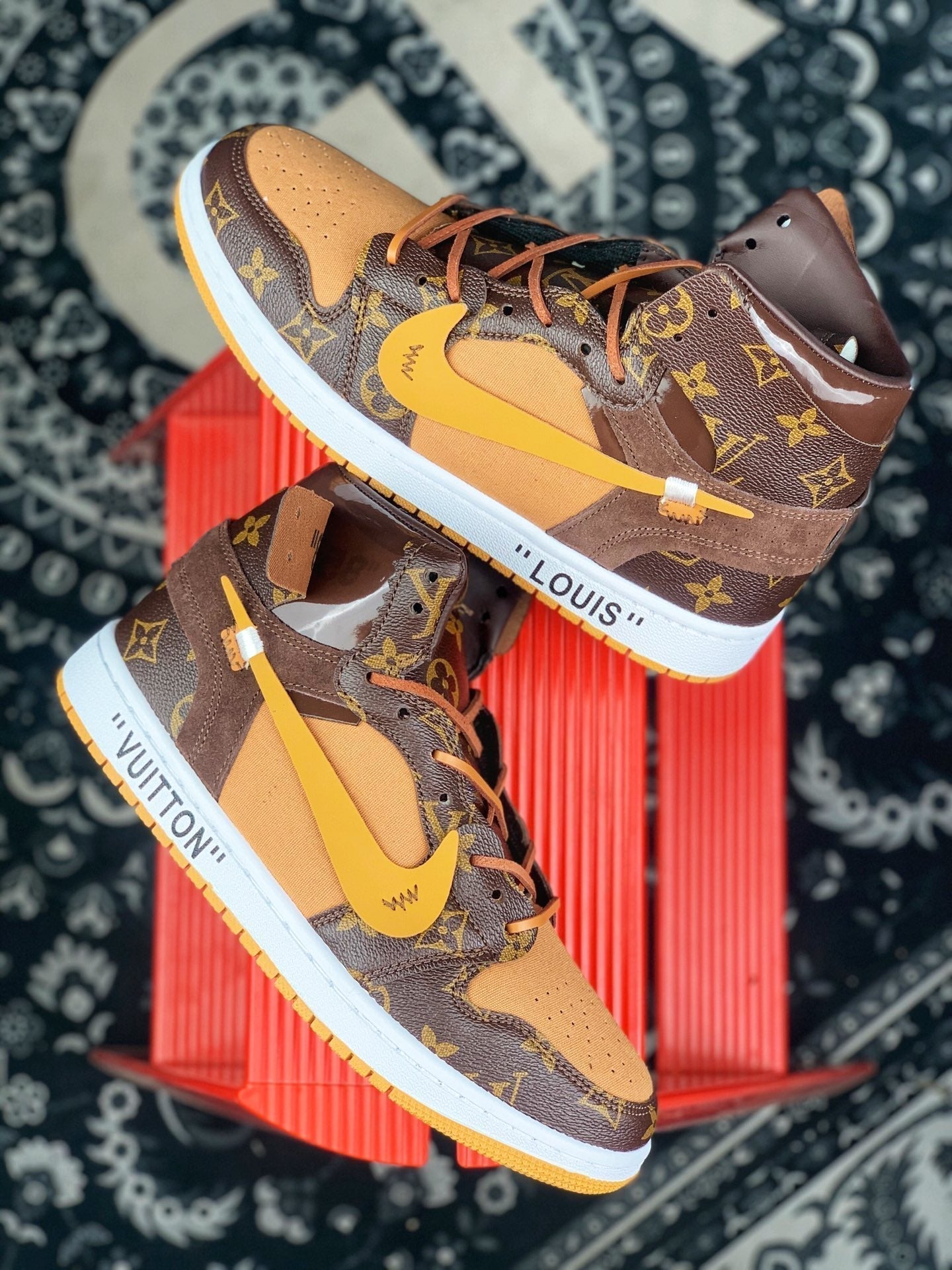 Custom Air Jordan 1 x LV x OFF WHITE Virgil Abloh sneakerhypesusa