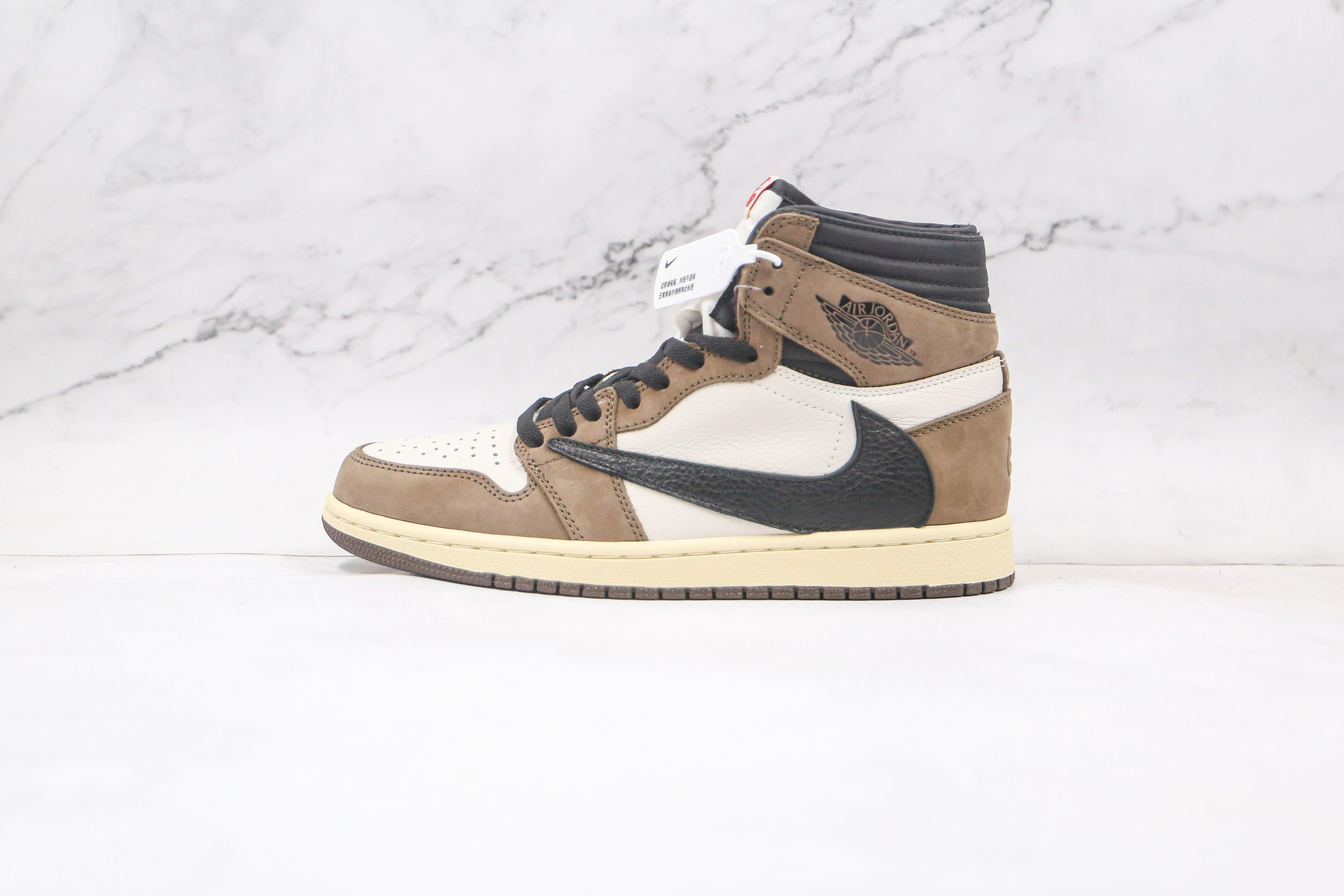 Custom Brown T-Scott x Fragment x Air Jordan 1 High Q ( Customs And Box ), Jordan 1 Sneakers Active CACTUS JACK - sneakerhillcom
