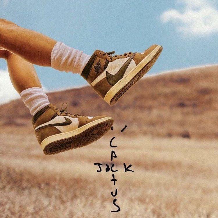 Custom Brown T-Scott x Fragment x Air Jordan 1 High Q ( Customs And Box ), Jordan 1 Sneakers Active CACTUS JACK - sneakerhillcom