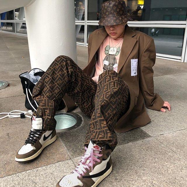 Custom Brown T-Scott x Fragment x Air Jordan 1 High Q ( Customs And Box ), Jordan 1 Sneakers Active CACTUS JACK - sneakerhillcom