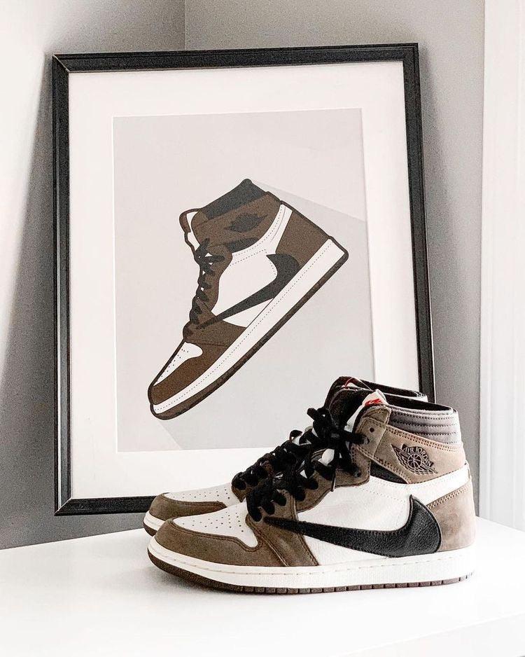 Custom Brown T-Scott x Fragment x Air Jordan 1 High Q ( Customs And Box ), Jordan 1 Sneakers Active CACTUS JACK - sneakerhillcom