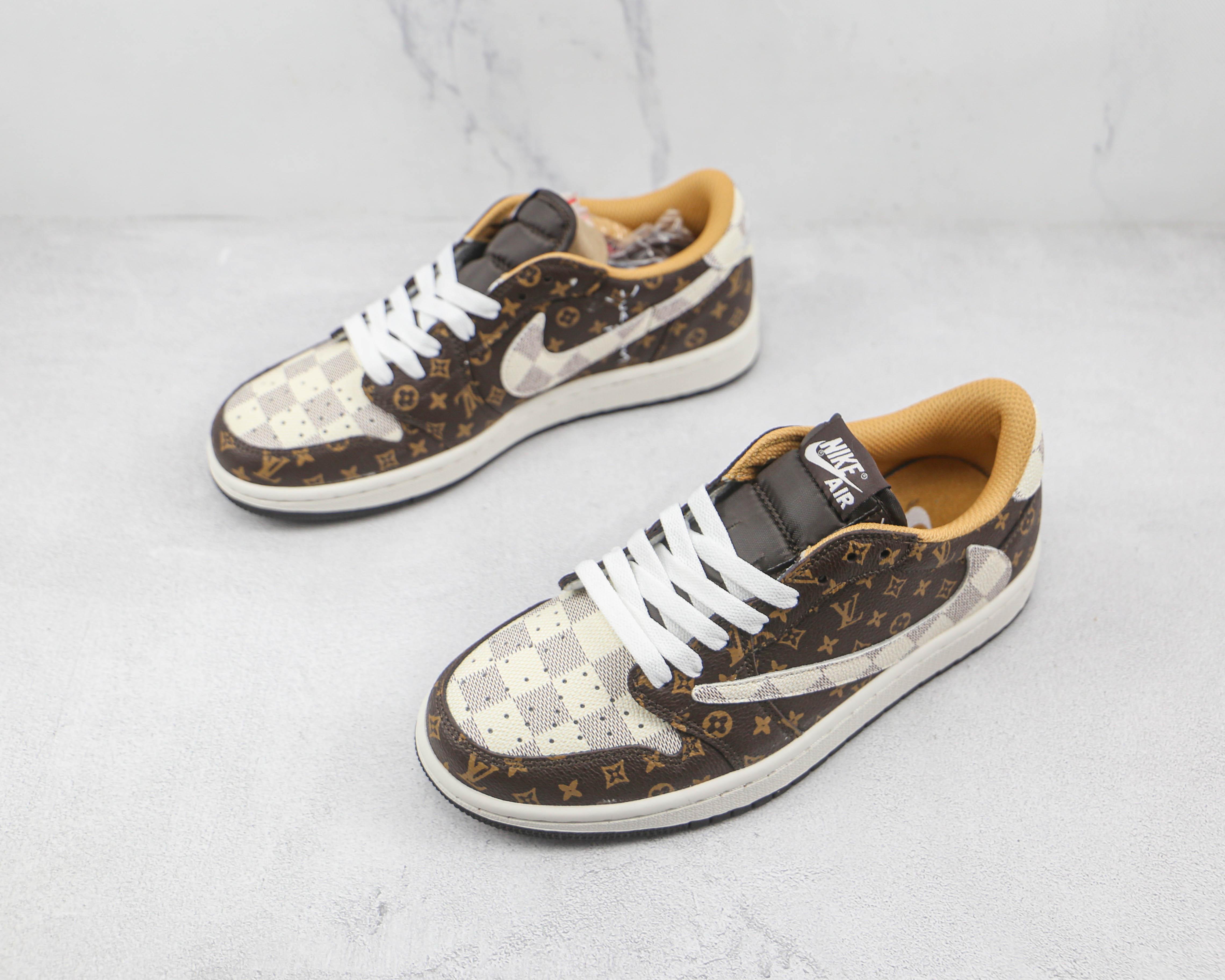 Custom Fragment x Travis Scott x Air Jordan 1 Low LV DM7866 216 - sneakerhillcom