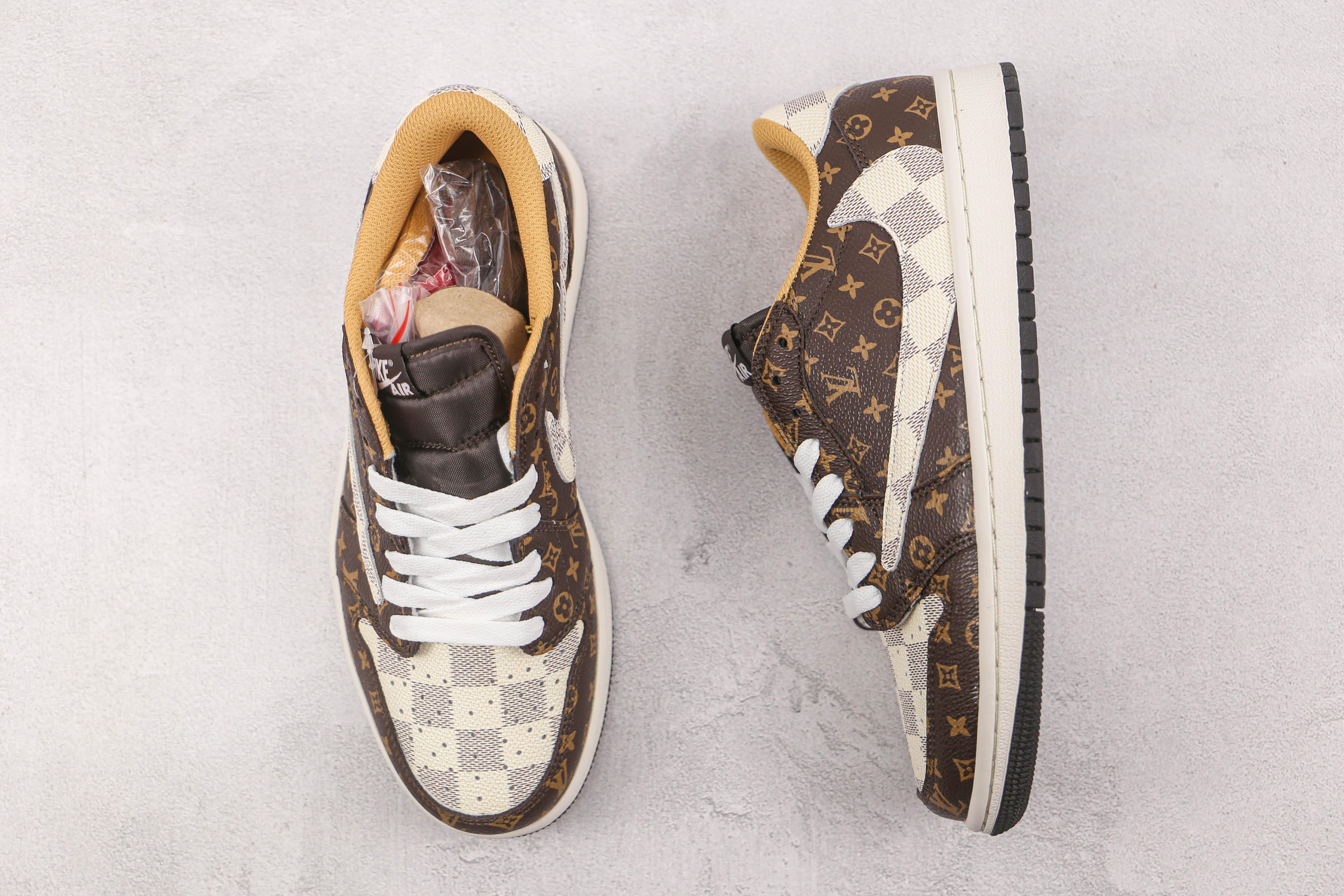 Custom Fragment x Travis Scott x Air Jordan 1 Low LV DM7866 216 - sneakerhillcom