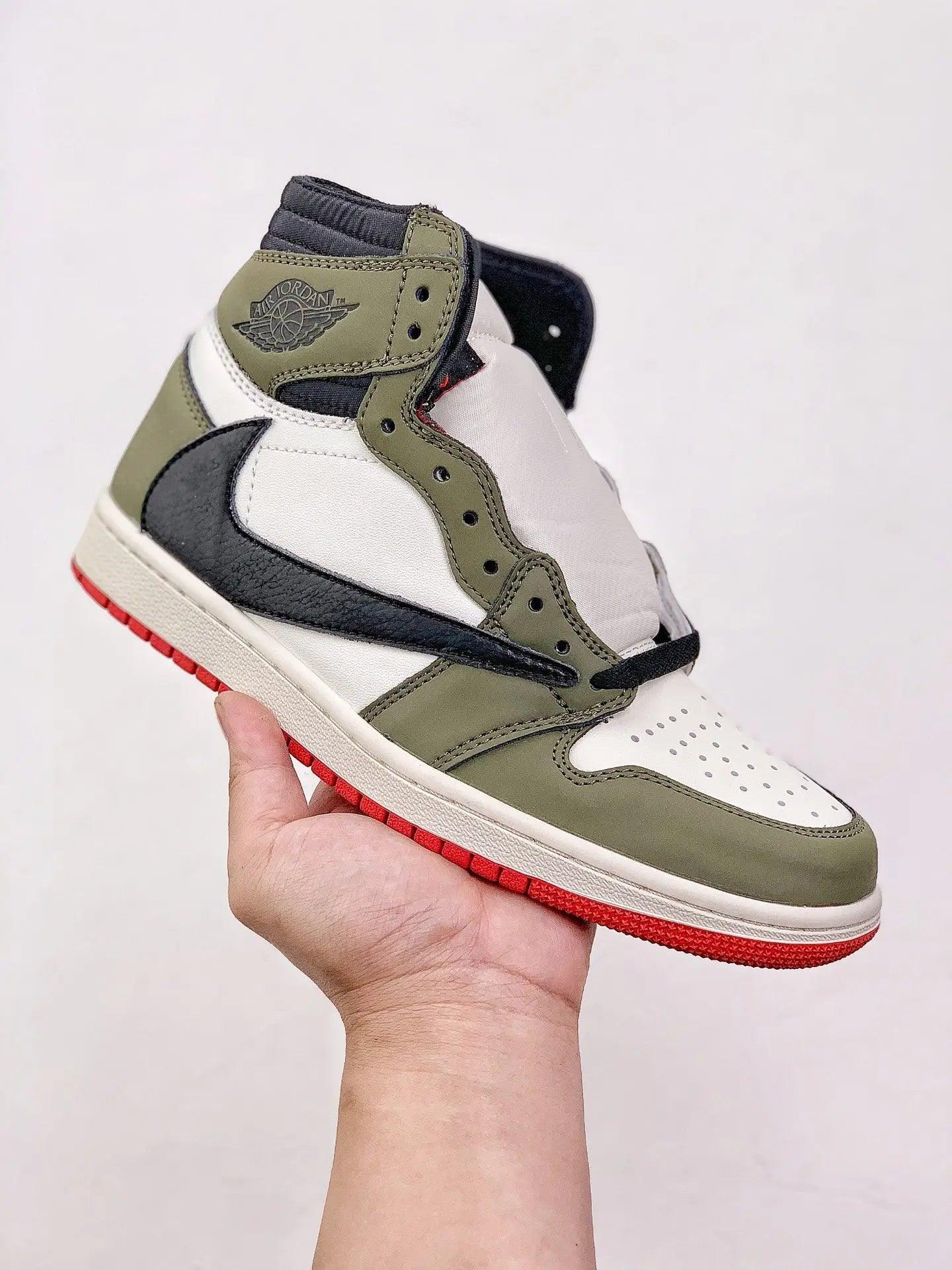 Custom GREEN T-Scott x Fragment x Air Jordan 1 High Q ( Customs And Box ), Jordan 1 Sneakers Active CACTUS JACK - sneakerhypesusa