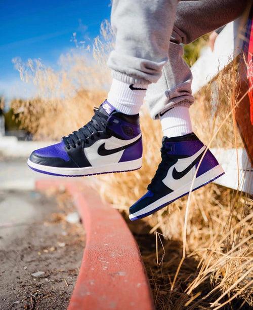 Custom - Jordan 1 High Q AJ1 Purple Toe UNISEX ( Customs And Box ), Jordan 1 Sneakers FREE SHIPPING - sneakerhillcom