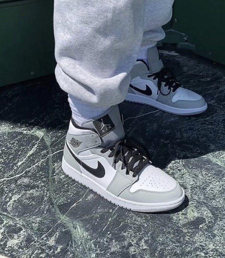 Custom Jordan 1 Mid Light Smoke Grey High Q - sneakerhillcom