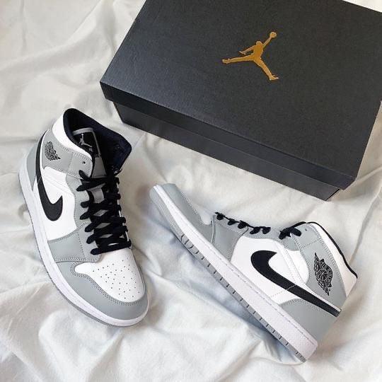 Custom Jordan 1 Mid Light Smoke Grey High Q - sneakerhillcom
