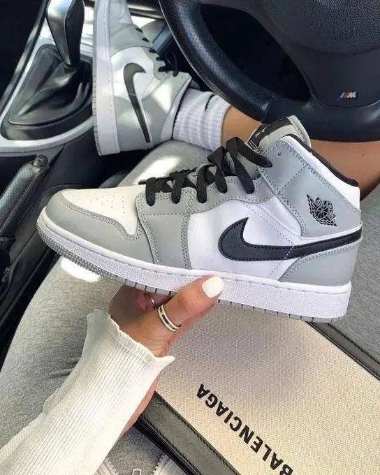 Custom Jordan 1 Mid “Light Smoke Grey” High Q  ( Customs And Box ), Jordan 1 Sneakers FREE SHIPPING LUXURYSTEPSCO