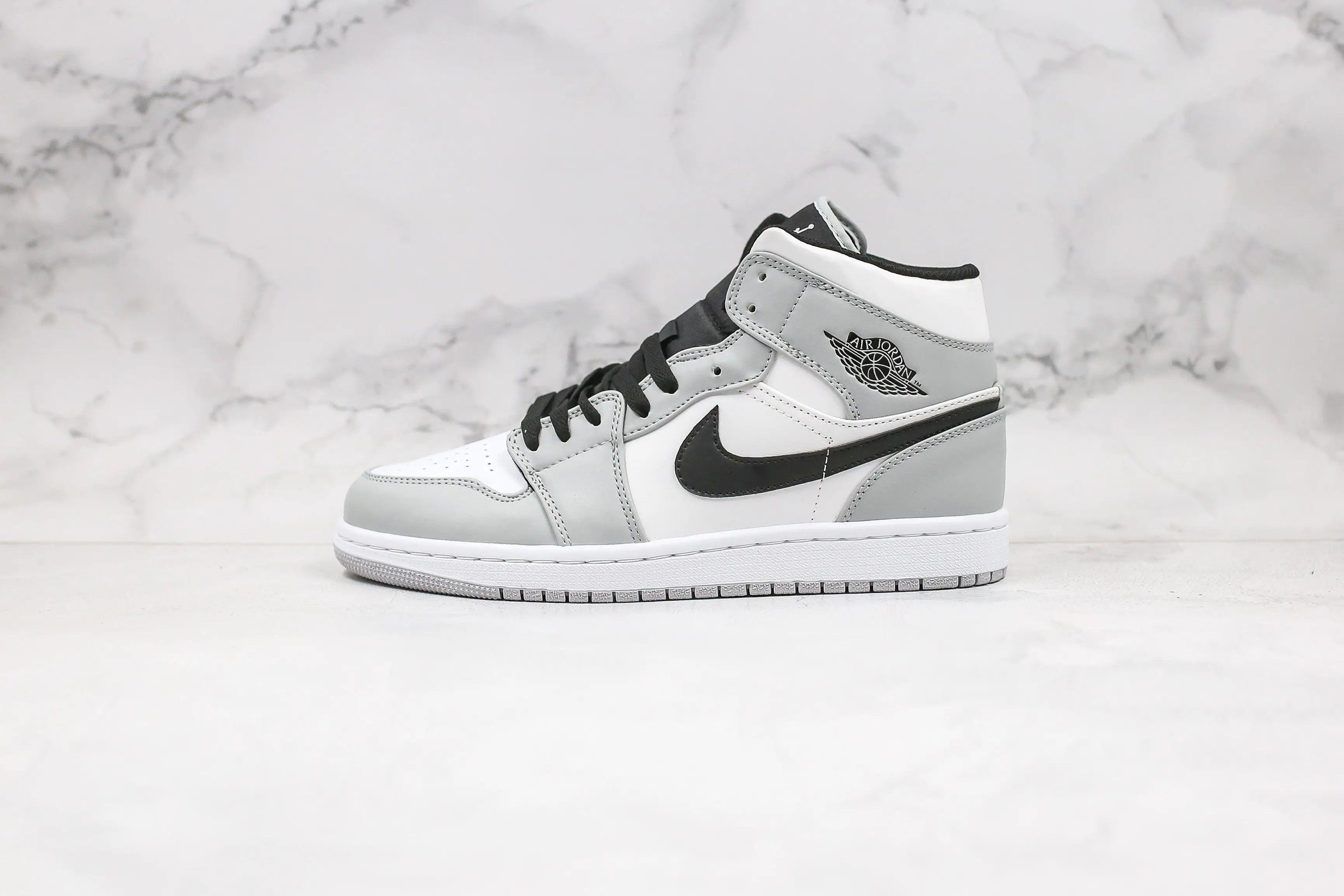 Custom Jordan 1 Mid “Light Smoke Grey” High Q  ( Customs And Box ), Jordan 1 Sneakers FREE SHIPPING LUXURYSTEPSCO