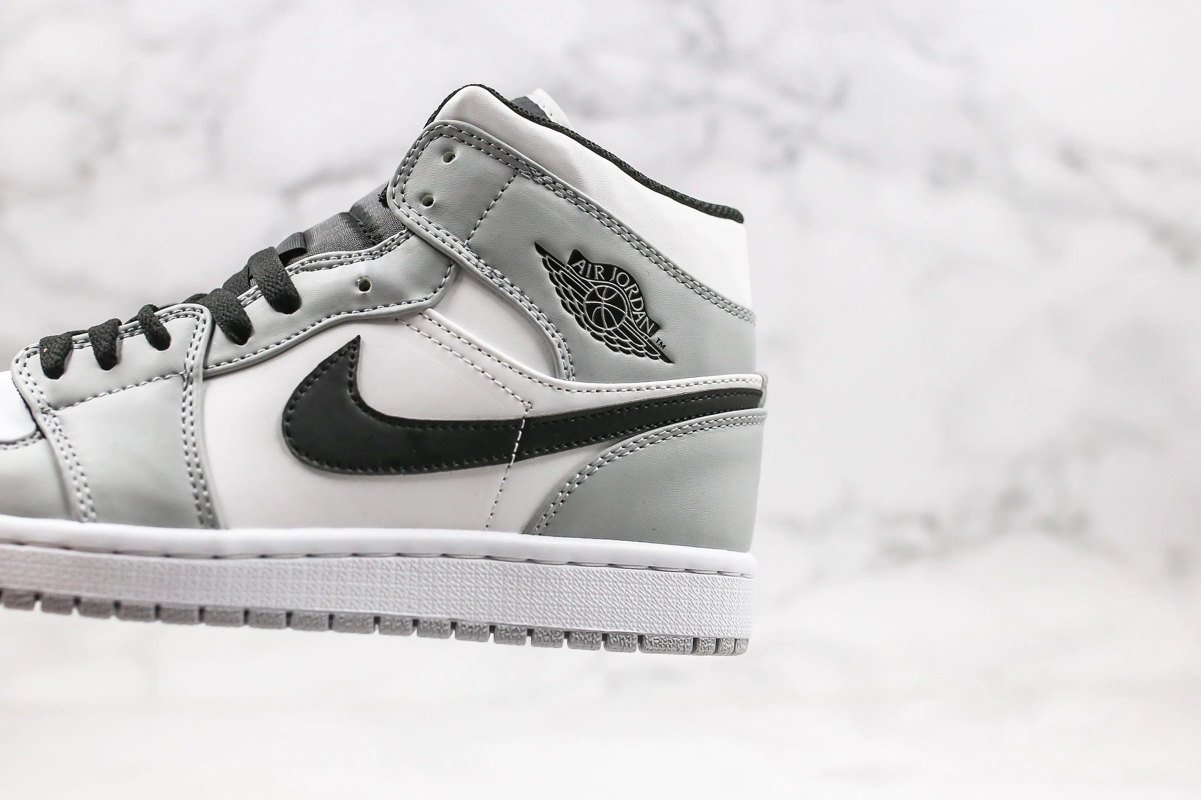 Custom Jordan 1 Mid “Light Smoke Grey” High Q  ( Customs And Box ), Jordan 1 Sneakers FREE SHIPPING LUXURYSTEPSCO